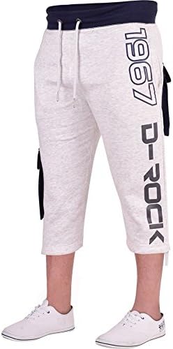 Mens D Rock Long Cargo Combat Fleece 3/4 Length Shorts Casual Gym Cotton Pockets Medium Bleach
