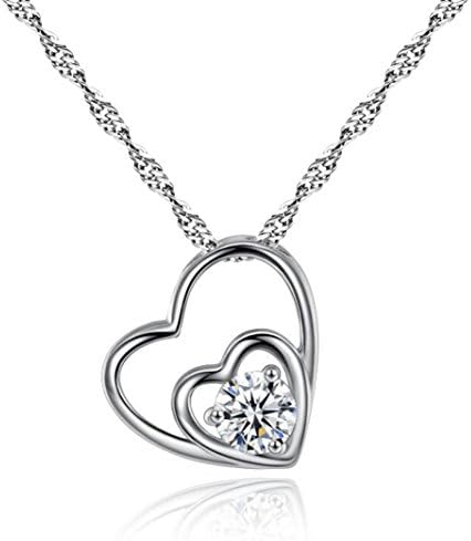 Cebbay Womens Double Heart Pendant Alloy Chain Necklace Jewelry, Cheap Stuff