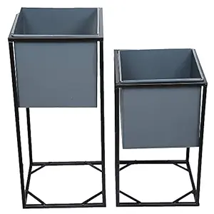 Kraft Seeds Presents Set of 2 Fancy Planters with Metal Stand for Home D