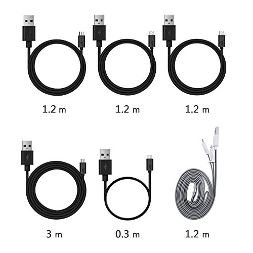 Royal Flag 6-teiliger Premium-Kabelsatz MicroUSB auf USB 2.0 zum Laden und Synchronisieren,Passend für alle Android-Smartphones (Samsung, HTC, LG, Sony, Blackberry, etc.), Tablets, Musikplayer, Lautsprecher, E-Books sowie andere Geräte mit MicroUSB-Anschluss - 2