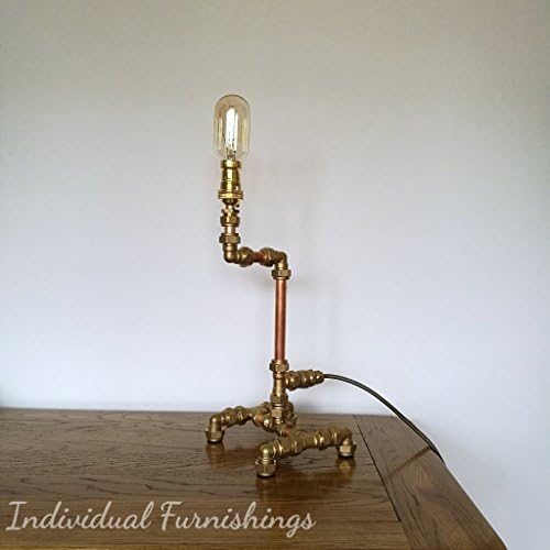 Medium Copper Pipe Industrial Table Lamp - "Flamingo Gold"