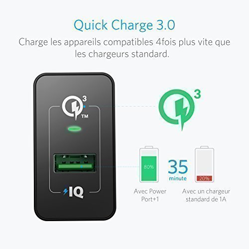 Anker PowerPort+1 18W USB Ladegerät mit Quick Charge 3.0 und Power IQ für Galaxy S7 / S6 / Edge / Plus, Note 5 / 4, LG G4, HTC One A9 / M9, Nexus 6, iPhone, iPad und weitere (Schwarz) - 2
