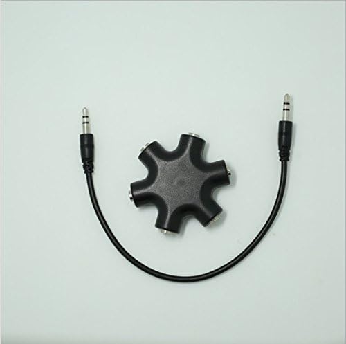 Click to Connect Snowflakes Shape 6-way 3.5mm Stereo Audio Headset Hub Splitter Up to 5 Headphones For Smart Phone And Computer etc(Black)