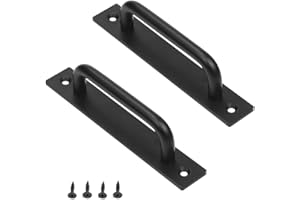 YPLonon Poignée Porte Coulissante Lot de 2 Poignée de Porte de Grange en Extérieur ou Interieur Solides Poignée Meuble Cuisine Noire en Alliage d'Aluminium avec 4 Vis pour Porte en Bois Vitrée
