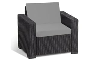 G&H Keter Allibert California Outdoor Replacement Cushion Pads 2, 3 or 4 Seater Rattan Patio Set Sofa Cushions Pads(CUSHION) (2 PC Grey Armchair) With 100% Foam Filling
