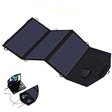 SHENGY Chargeur de Panneau Solaire 18V 21W (Sortie 5V USB et 18V CC), Chargeur de Voiture Portable, Pliable étanche, pour Batterie de Voiture 12V, Ordinateur Portable sous 18V1A