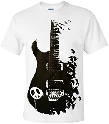 Band Guitar Cotton T Shirt/Rock/Metal/Peace/Music/Crow/Goth/Tattoo/Unisex/Top (XXL)