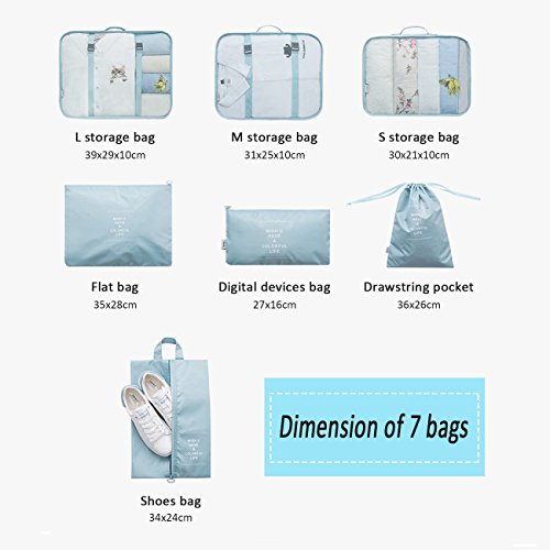 Overmont-Ensemble-de-7-Organisateurs-de-Voyage-Organisateur-de-Bagage-Sacs-de-Rangement-Cube-pour-des-Vtements-Cosmtiques-Chaussures-bleu-foncbleurose