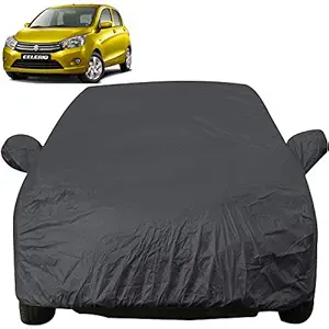 Autofact Car Body Cover with Mirror Pockets Compatible for Maruti Celerio (Triple Stitched, Bottom Fully Elastic, Dark Grey)