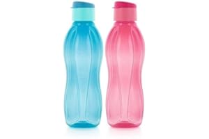 Tupperware Lot de 2 bouteilles d'eau en plastique avec couvercle rabattable 1000 ml (multicolore)