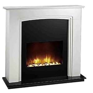 Mojawo LED Kaminfeuer 2000 Watt Schwarz Kaminumrandung Weiß Feuereffekt