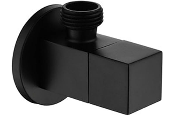 HEBEOT Vanne d'arrêt d'angle carrée en laiton pour chauffe-eau 4 robinets en cuivre épais pour eau chaude et froide pour chauffe-eau et toilettes (noir)
