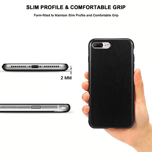 TENDLIN Funda iPhone 7 Plus Funda iPhone 8 Plus Cuero Silicona TPU H  brido Suave Carcasa para iPhone 7 Plus y iPhone 8 Plus  Negro 