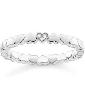 THOMAS SABO Damen Ring Herzen 925er Sterlingsilber Diamant Pavè Weiß D_TR0013-725-14