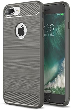For iPhone 7 Plus/iPhone 8 Plus Case,Ultra Slim Lightweight Shockproof Flexible Soft TPU Silicon Protective Case Cover and Carbon Fiber Design for iPhone 7 Plus/iPhone 8 Plus - Gray