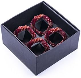 Brand New Legendarte 011 Allacciatovaglioli Rings Napkin Holder, Red/Burgundy, 14 x 14 x 7 cm Metal/Glass Ornaments Set of 4