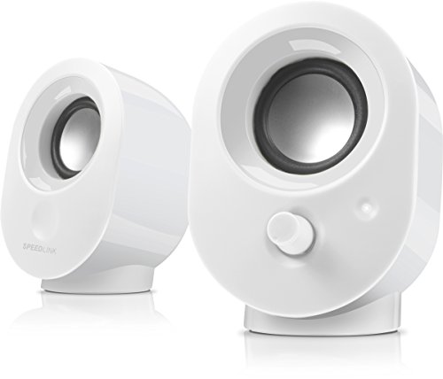 Preisvergleich Produktbild Speedlink Aktive Stereo-Lautsprecher - SNAPPY Stereo Speaker USB (4W RMS Ausgangsleistung - stufenloser Lautstärkeregler - 1,2 m Kabellänge) Computer / Laptop weiß weiß
