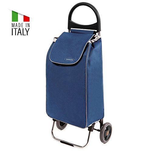 Einkaufstrolley Zussi in blau - Leichter Transport-Wagen Trolley 1,5kg mit leisen Gummi Rädern - Einkaufsroller mit 50l bis 30kg belastbar