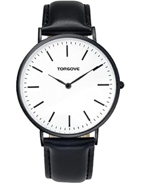 ORIGINAL TORGOVE® Armbanduhr Analog Quarz Leder Damen / Herren / Unisex (Schwarz)