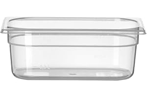 HENDI Gastronormbehälter, Temperaturbeständig von -40° bis 80°C, Skalierung, Geruchs- und geschmackneutral, 2,8L, Polypropylen, GN 1/4, 265x162x(H)100mm, Transparent