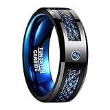 ✔Funkelnder Zirkonia - Blauer Zirkonia mit kubischen Schliff ist in der zentralen Ringoberfläche eingesetzt, der einen ehrenvollen Eindruck darstellt.