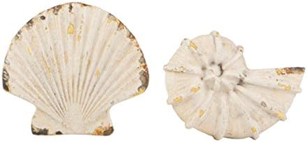 SET OF TWO NAUTICAL VINTAGE STYLE METAL CHIC N SHABBY CREAM SHELL DRAWER KNOB