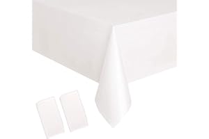 YAAVAAW 2Pc White Disposable TableCloth Table Covers,137*274cm King Charles Coronation Decorations Tablecloths Dining Tablecovers Plastic White Table Cloth Party for Picnic,Wedding,Coronation Party Decoration