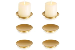 Inweder Portavelas Candelabros para Velas Decorativos - Juego de 6 Oro Candelabro Porta Velas Redondo de Hierro de 11cm para Velas de Pilar Soportes para Velas Decoración Hogar Halloween Navidad