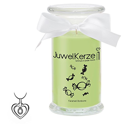 JuwelKerze, Duftkerze "Karamell-Bonbons" mit Silber-Schmuck-Überraschung (Anhänger) im Wert von bis zu 250€