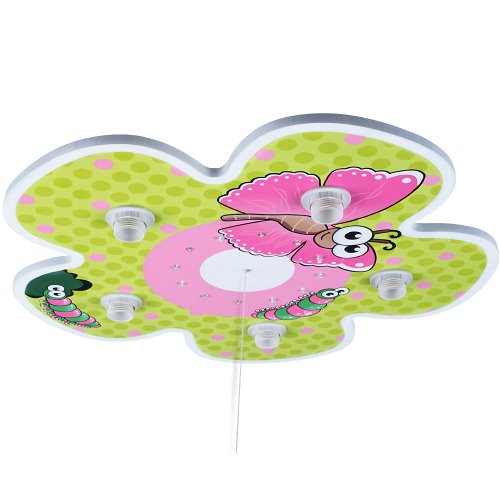 Infantastic Kinderlampe in Blumenform mit Schmetterling und Raupe, LED Nachtlicht-Funktion, Deckenlampe ca. 49x49x7cm - 2