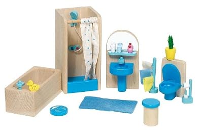 Goki - 51903 - Mobilier de salle de bain pour maison de poupées - 17 pièces
