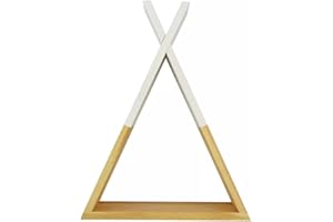 Puckdaddy Estantería de pared Hugo en diseño tipi, color natural y blanco, estantería decorativa para habitación infantil y bebé, 34,5 x 9,5 x 55 cm