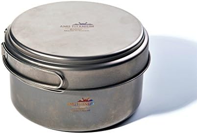 AMG Titanium Uncoated Portable Pot Camping Cookware Outdoor Backpacking Hiking Lightweight - Large
