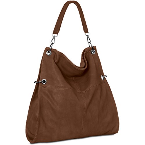 Caspar TS561 Bolso de Mano para Mujer Bolso de Bandolera en Varios Colores, Color:marrón castaño