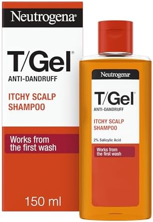 Neutrogena T/Gel Shampoo Antiforfora Prurito al Cuoio Capelluto, Shampoo uomo per capelli e cute secca con Acido salicilico e Piroctone Olamina, Trattamento anti-forfora delicato e senza alcol, 150 ml