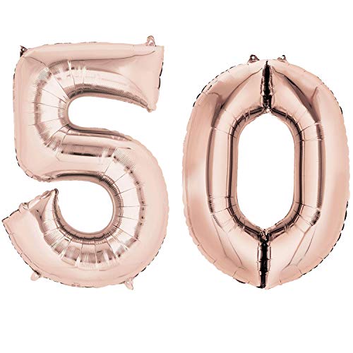 Ouinne Fête Ballons D'hélium Foil NO.50, 40 Pouces Articles de Ballon 50 Ans pour Anniversaire de Mariage Décoration (Rose Gold)