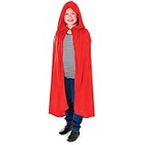 Bristol Novelty CC173 Velvet Hooded Cloak Costume, Red, Medium