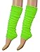 Luxurious Ladies 80's Dance Plain Ribbed Leg Warmers, Neon Leg warmers 15 Colours (Green)