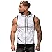 Produktbild POIUDE Herren Camouflage Hoodie Tankshirt Unterhemden Ärmellos Weste Fitness Sport Gym Bodybuilding Muscle Tank Top(Weiß, XL)