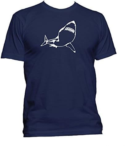 Great white shark. Animal. Ringspun Crewneck Mens T-shirt. Navy XXL