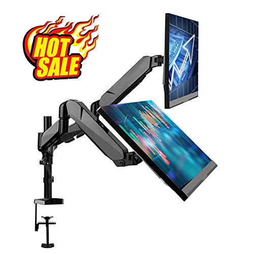 SIMBR Monitor Halterung 2 Monitore, Monitor Tischhalterung, Monitor Halter, schwenkbare neigbare Bildschirmhalterung mit Federarm von 15 bis 27 Zoll, max. Tragfähigkeit 8kg