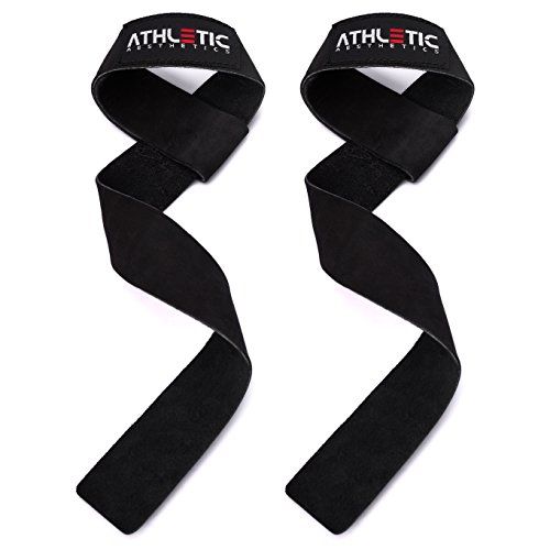 Profi Zughilfen [aus Leder] - 60 cm Länge für Krafttraining, Bodybuilding & Fitness - Für Frauen & Männer geeignet - 2 Jahre Garantie - ATHLETIC AESTHETICS