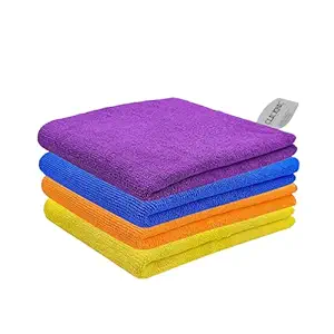 Clickbic Microfiber Car Cleaning Towel 40x40 cm 350 GSM Multi-Color 4 pc | Super Soft, Comfortable, Quick Drying & Ultra Absorbent