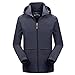 Produktbild Herren wasserdichte Winddichte Fleecejacke Outdoor Wander Trekking,Leichte Jacke Winter Ski Schnee Regenmantel mit Reißverschluss Abnehmbare Kapuze