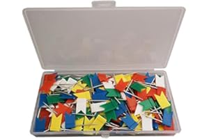 Hsthe Sea Confezione da 100 puntine a pressione per bandiera mappa, bandiere di marcatura, etichettatura perfetta e panoramica delle mappe, accessori per la marcatura dell'ago della mappa, 5 colori