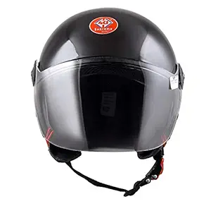 4U Supreme Half Face Helmet Scooty & Bike Riding Helmets with Plain Visor & Strap for Man