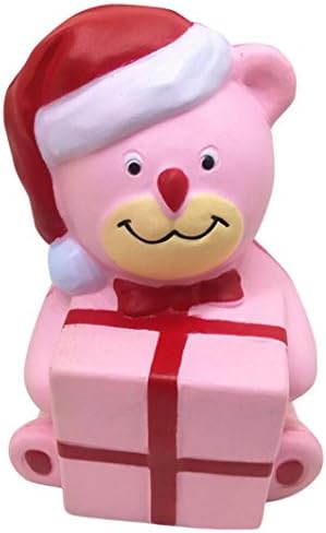 NEEDRA Squishy Christmas Bear Squeeze Slow Rising Cream Scented Decompression Cure Toy (Pink)