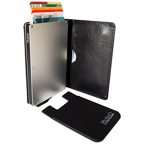 Porte Carte de Crédit en Aluminium dans Une Petit Porte Monnaie | Blocage RFID | 1 Mini Portefeuille Incluse | Etui pour Carte Bancaire dans Une Boîte Cadeau | Noir