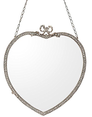 Clayre & Eef 62S042 Spiegel Wandspiegel an Kette herzförmig silberfarbig ca. 30 x 55 cm