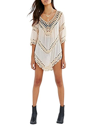 Jastore®boho Damen Strandponcho Sommer Überwurf Kaftan Strandkleid Bikini Cover Up Einheit - 4